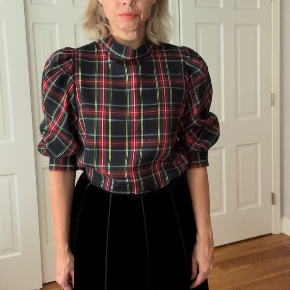 Holiday Plaid Dressy Top